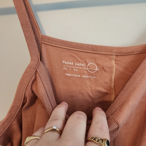 Paper Label Nicola Sleeveless Ribbed Rust Jumpsuit - Picture 4 of 7